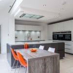 Siemens built in single ovens, combination microwave and warming drawer make a big impact in this kitchen. Cleaverly encompassed by full size tall intergrated Siemens fridge and freezer.