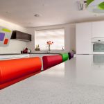 German engineered Hacker kitchen shown in pearl grey and polar white gloss with white cosmic and grey glitter quartz.